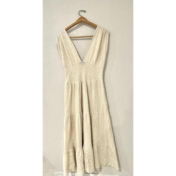 ASOS Design Beige V Neck Flowy Boho Dress Women's Size US8 - Picture 5 of 15